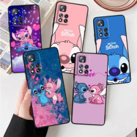 Anime Stitch Cute Disney For Xiaomi Redmi Note 12 12S Turbo 11 11T 11S 10 10S 9 8 8T 7 Pro Plus 5G Black Phone Case Cover