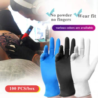 50/100pcs Gloves Nitrile Food Grade Waterproof Kitchen Gloves Tattoo Black Nitrile gloves No Powder Latex Disposable Gloves