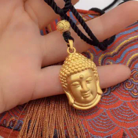 Tathagata Buddha head pendant Copy 100% Real Gold 24k 999 gold portrait male and female Pendant Necklace Pure 18K Gold Jewelry