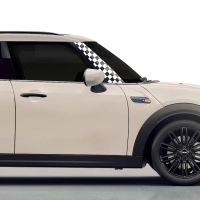 【Three】 2Pcs Car A Pillar Sticker Checker Style Decal Auto Tuning Accessories for MINI John Cooper S