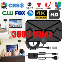 HD Digital TV Antenna Long 3600 Miles Range - Support 4K 8K 1080p Fire tv Stick and All TV's - Indoor Smart Switch Amplifier