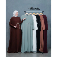 Affra azkia abaya bahan ceruty babydoll warna mahogany sage burgundy hitam moca putih