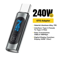 240w Otg Type-c Male To C-type Female Adapter Converter Suitable For Smartphones Tablets Fast Charging Usb C-type Otg Connectors