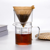 Pour-over Coffee Coffeepot Glass Drip Filter Cup with Scale Heat-Resistant Glass Coffee Maker Set