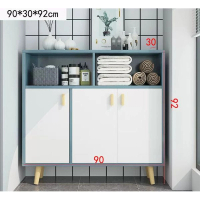 北歐鞋櫃玄關櫃 (三門藍松色加白門）