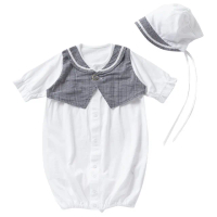 【日本OP mini】二件式新生兒/男生款派對禮服組/彌月禮(新生兒 日本製 連身衣 嬰兒帽 男童)