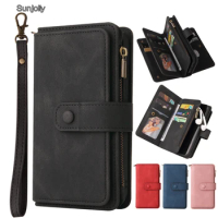 Sunjolly 15 Card Case for Samsung Galaxy A52S A42 A32 M32 A22 F22 M22 A12 A91 M80S Lanyard Flip Pink Wallet Leather Phone Cover