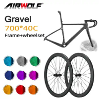 T1000 Carbon Gravel Bicyce Frame Disc Brake Framest 700*40C with 700c Wheelset 28mm Width Tubeless Straight Pull Cyclocross Bike