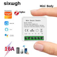 SIXWGH Tuya Zigbee Smart Home Automation Switch Breaker Work With Smart Gateway Smartlife App Control support Google Home Alexa