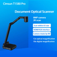 Document Camera Book Scanner T1580 Pro , 8 Mega-pixel, 2K Scan, A3, A4, for Windows, Multilingual Software