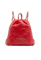 Chanel 二手香奈兒大號亮面菱格紋小牛皮22吋雙肩包