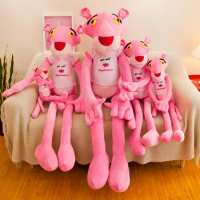 Funny Wear Clothes Lovely Pink Panther Plush Dolls Soft Toy Naughty Pink Leopard Stuffed Doll Baby Toy Valentine's day Girl ift