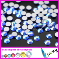 Highest quality ab rhinestones 1440pcs ss20 sapphire AB color Super shiny facets cut nail crystal flat back not hotfix strass
