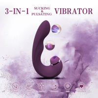3-in-1 Sucking Pulsating Vibrator Powerful Clitoral Vaginal Stimulator Sex Toys for Women