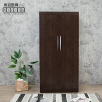 【南亞塑鋼】3尺二門塑鋼衣櫃(胡桃色)