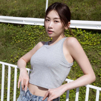 【EASY SHOP】Banana Pie-BRA TOP削肩涼感背心(月灰)