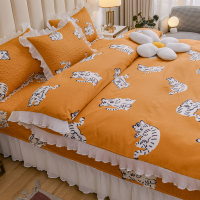 卡通公主風老虎純棉四件套100%全棉加厚夾棉床單被套床蓋床上用品