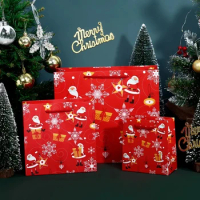 500pcs/Lot Custom Logo and Size Luxury Christmas Boutique Gift Cloth Paper Bags, Candy Packaging Bags