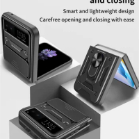 For Motorola Moto Razr 40 Case Slide Window Lens Protect Armor Phone Case For Moto Razr Plus 2023 Magnetic Holder Ring Cover
