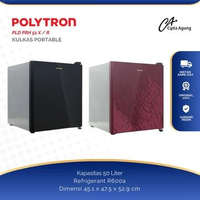 POLYTRON KULKAS MINI PORTABLE REFRIGERATOR 50L 50 LITER PRH-51 PRH51 PRH 51 MERAH RED HITAM BLACK 51