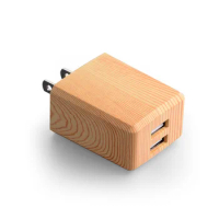 100PCS 5V 2.1A 2-Port Wood-made Dual USB Universal Travel AC Charger Adapter EU/US Plug for IPhone 6 6s 7 7Plus Xiaomi Samsung