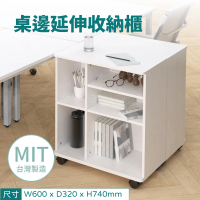 【林製作所】桌邊收納櫃 延伸桌(台灣製造 移動式推車 桌邊櫃 L型書桌 書桌收納 側書櫃)