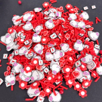 50g Mixed Red Flower Rabbit Shap Polymer Clay Sprinkles for Crafts Slimes Filling Material Nail Art Decoration DIY Scrapbooking