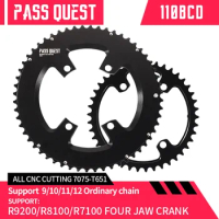 PASS QUEST 110bcd Chainring for Shimano R9200 R8100 R7100 Double Chainring Road Bike 46/33T 48/35T 50/34T 52/36T 53/39T 54/40T
