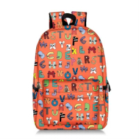 School Bag Alphabet Lore School Bag Letter Cartoon Printing Middle School Student Backpack Large Capacity Shoulders