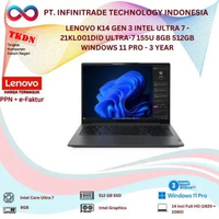 LENOVO K14 GEN 3 INTEL ULTRA 7 - 21KL001DID ULTRA-7 155U 8GB 512GB WINDOWS 11 PRO - 3 YEAR