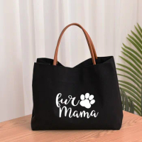 Fur Mama Funny Women Canvas Mom Grandma Nana Mimi Gigi Gift for Mother's Day Baby Shower Beach Travel Customize Tote Bag