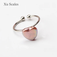 Natural Color Aurora Freshwater Baroque Irregular Love Heart-shaped Pearl Ring 14K Gold Filled Simple Romantic Girl Jewelry Gift