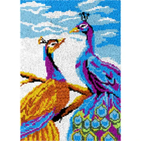 Peacock Latch Hook Kits for Adults DIY Floor Mats Rug Making Kits with Printed Canvas Carpet Doormat Tapestry Kits Needlework