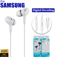 Type C Jack Wired Earbuds Headphones With DAC Microphone DAC HiFi Stereo for Samsung Galaxy S23 S21 S22 A54 A34 A53 A53 Ultra