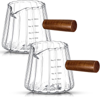 1 Pcs 6 Oz/180 ml Espresso Shot Glass with Wood Handle Espresso Accessories Single Spouts Milk Froth