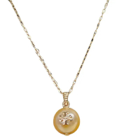 【TORY BURCH】TB雙T金字LOGO珍珠吊墜項鍊玫瑰金色(贈原廠禮物袋防塵袋 母親節送禮)