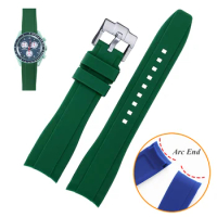 20mm 22mm Curved End Silicone Strap for Swatch Waterproof Arc Rubber Watch Band for Omega Bracelet for Citizen Men Women Sport