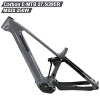 Carbon Electric Bike Frame M820 Mid-Motor 250W E-bike Frame 27.5/29ER 15/17/19/21inch Carbon Frame Gray MTB Frame Intube Battery