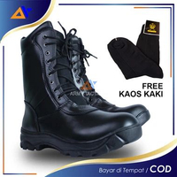 FREE KAOS KAKI Sepatu PDL TNI Satpam Security Polri Banser Linmas Pria Hitam Doff Tali Resliting Boo