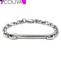 Silver color Name Bracelet Stainless Steel Bracelet Identification ID Tag Cuban Link Bracelet for Men Women