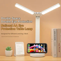 Double Lamp Cap Led Foldable Reading Lamp For Children's Mobile Phone Bracket Desk Study Light Eye Protection Table Lights