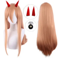 Anime Chainsaw Man Makima Power Cosplay Wig Long Orange Heat Resistant Synthetic Hair Party Role Play Wigs