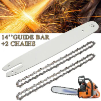 1 Set 14 Inch Chain Saw Chain Guide Bar + 2 Saw Chains 3/8 LP STIHL 017 MS170 MS171 Chain Saw Replace Woodworking Garden Tool