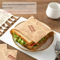 50pcs/set Triangular Open Top Kraft Paper Bag Donuts Sandwich Bags For Bakery Bread Food Packaging Bags 18x18cm