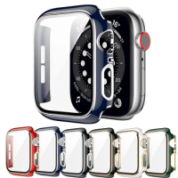 Cover for Apple Watch Case 45mm 44mm 40mm 42mm 41mm 38mm Screen Protector PC Bumper Tempered Glass IWatch Series 8 7 SE 6 5 4 9