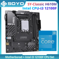 SOYO SY-Classic H610M with Intel I3 12100F CPU DDR4 LGA1700 Motherboard Set M.2 SSD Interface for PC Computers MMotherboar Combo
