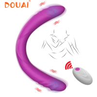 Realistic Double-Ended Dildo Vibrator for Women Lesbian Strapless Strap-on Dildo Vibrators Remote Control Sex Toys for Couples
