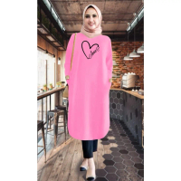 TUNIK WANITA MUSLIM /TUNIK KEKINIAN / TUNIK MURAH / TUNIK KAOS - pink, XL