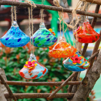 {DLGIFJIE} Creative Droplet Shaped Hummingbird Feeder Hanging Practical Bird Feeder Glass Ball Bird 