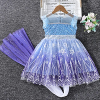 Elsa Girls Dress Cosplay Frozen Snow Queen Princess Dress For Girl Costume Baby Children Clothes Kids Party Dress